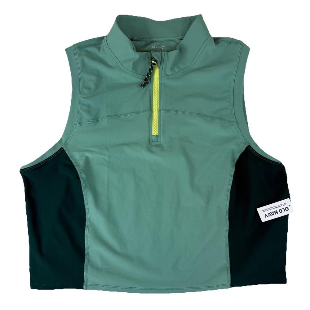 Old Navy Sleeveless Powersoft 1/2 Zip Women's XXL Crop Top Green NWT